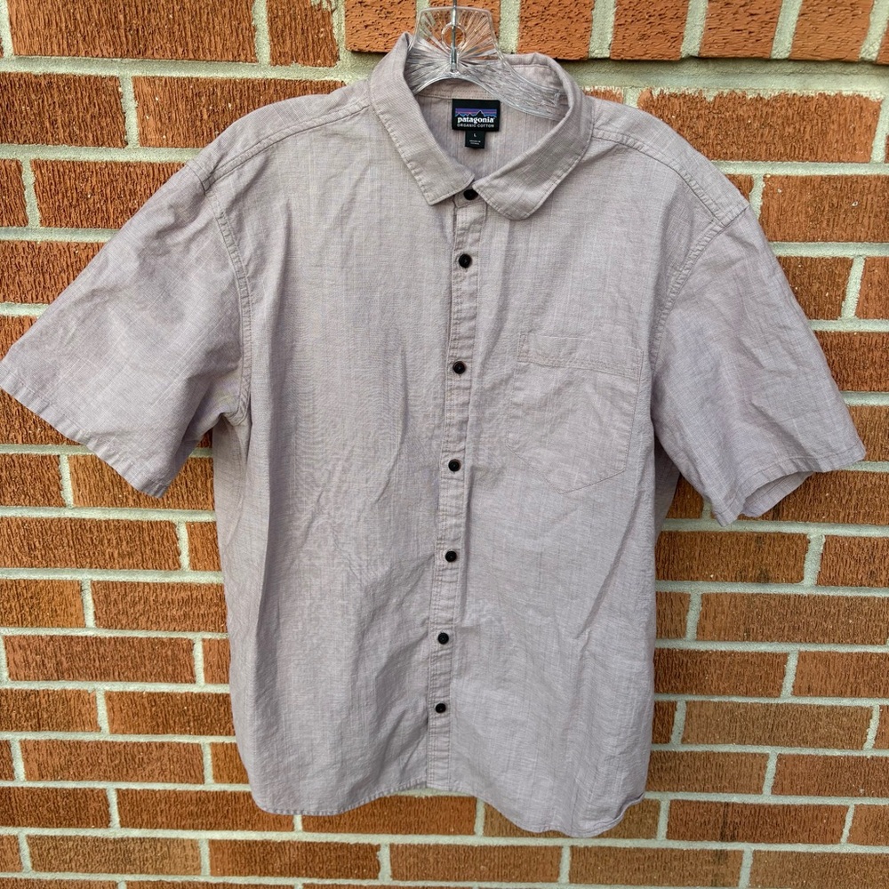 Patagonia Shirt Mens Large Light Mauve Button Up Short Sleeve Pocket Organic